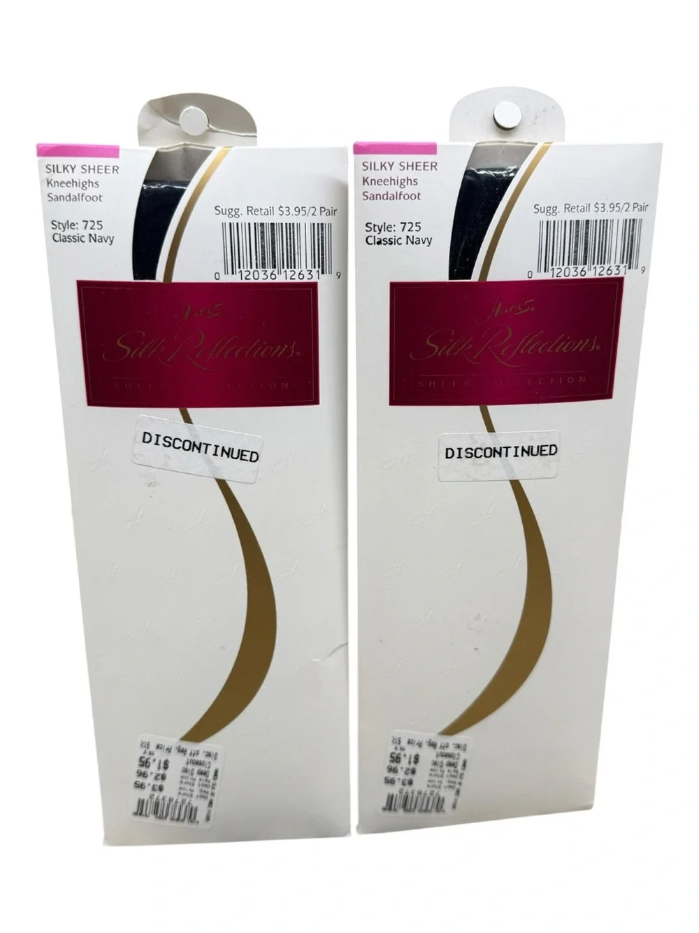 4pr Hanes 725 Silk Reflections Knee Highs Sandalfoot Classic Navy Silky Sheer